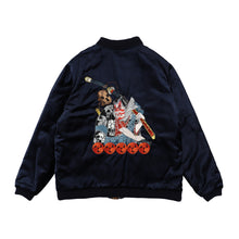 Load image into Gallery viewer, 〈 NAVY VELVET / SAMURAI / COCK FIGHTING 〉 N26-SK02-A / Souvenir Jacket / Embroidery colorful