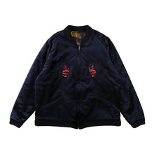 Load image into Gallery viewer, 〈 NAVY VELVET / SAMURAI / COCK FIGHTING 〉 N26-SK02-B / Souvenir Jacket / Embroidery navy
