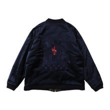 Load image into Gallery viewer, 〈 NAVY VELVET / SAMURAI / COCK FIGHTING 〉 N26-SK02-B / Souvenir Jacket / Embroidery navy
