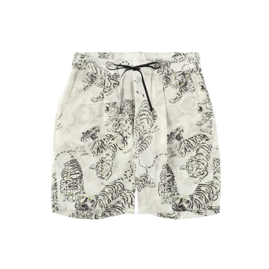 〈ONE HUDRED TIGERS / WHITE / WHITE TIGER〉 N25-SCSPT02 / Tuck Short Pants