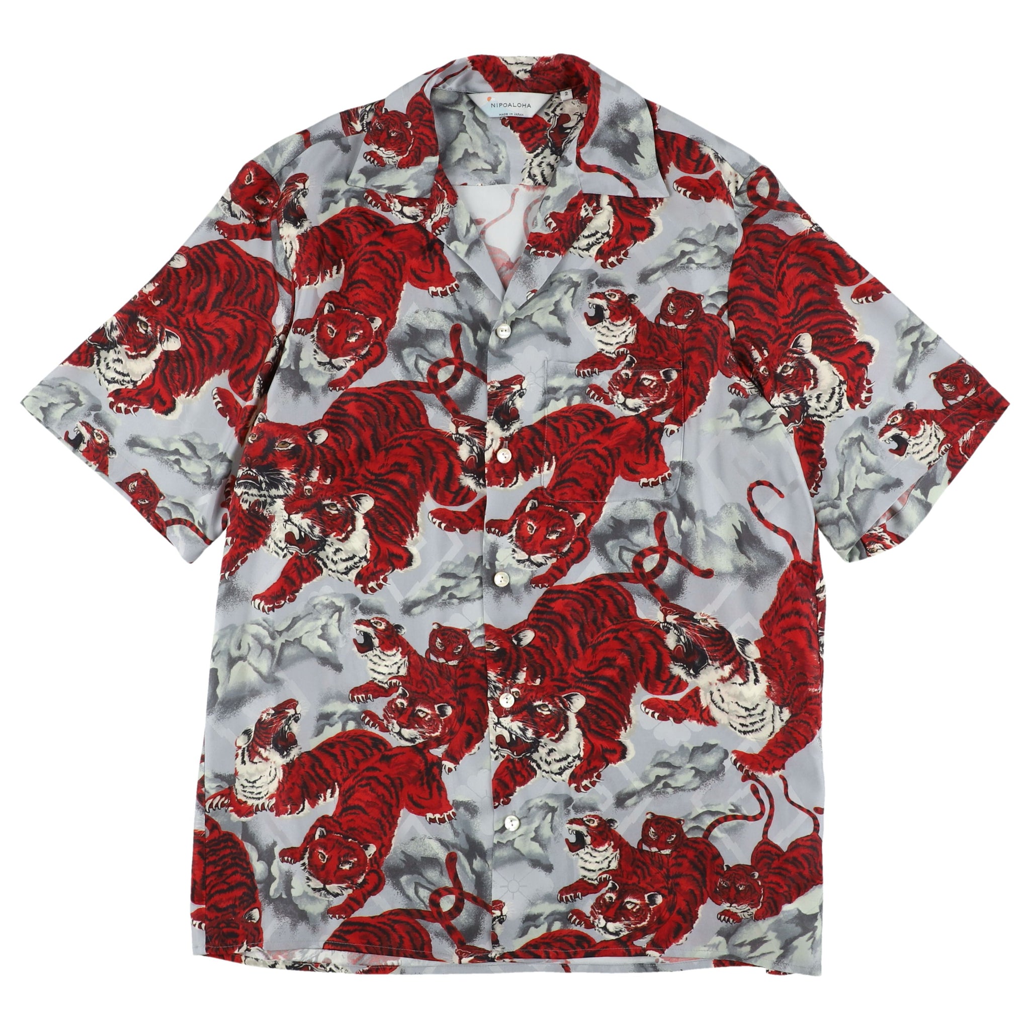 〈ONE HUNDRED TIGERS / NIPOALOHA-ORIGINAL / GRAY / RED TIGER〉N24-SCSH02 /  Short Sleeve Shirt