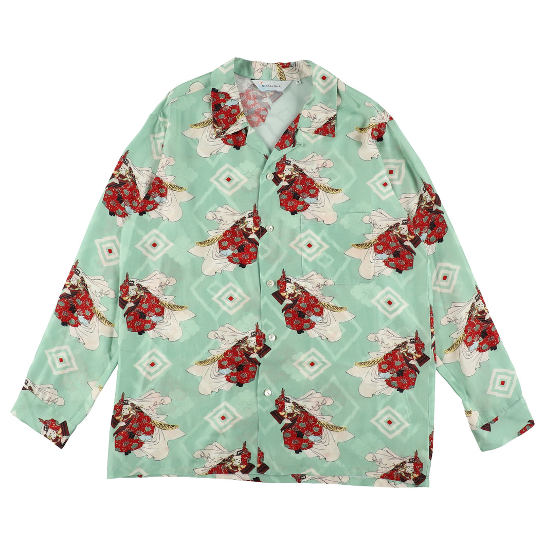 〈 USHIWAKAMARU / YOSHITOSHI TSUKIOKA / LEAF GREEN〉 N24-SCLSH03  / Long Sleeve Shirt