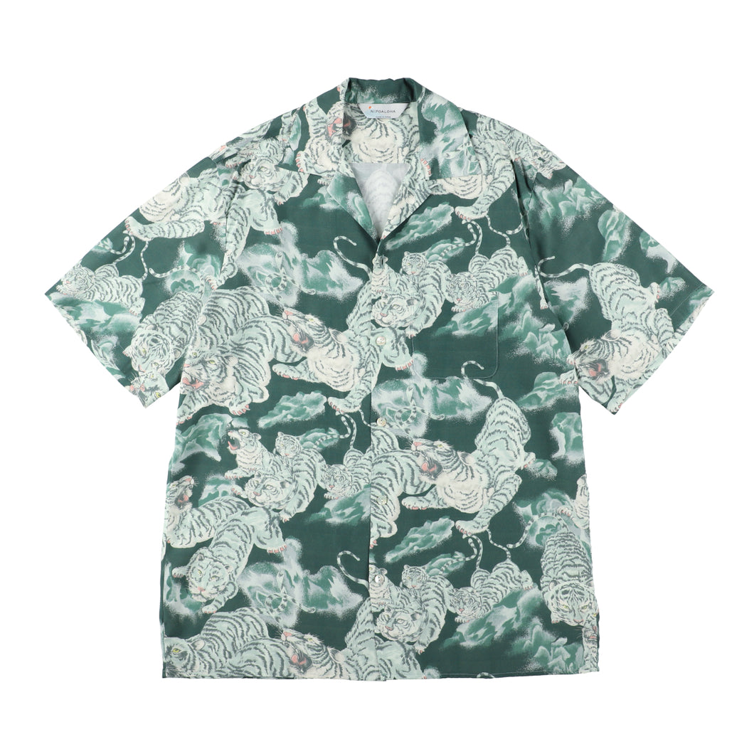 〈ONE HUDRED TIGERS / GREEN / PALE GREEN TIGER〉 N25-RSH03 / Short Sleeve Shirt