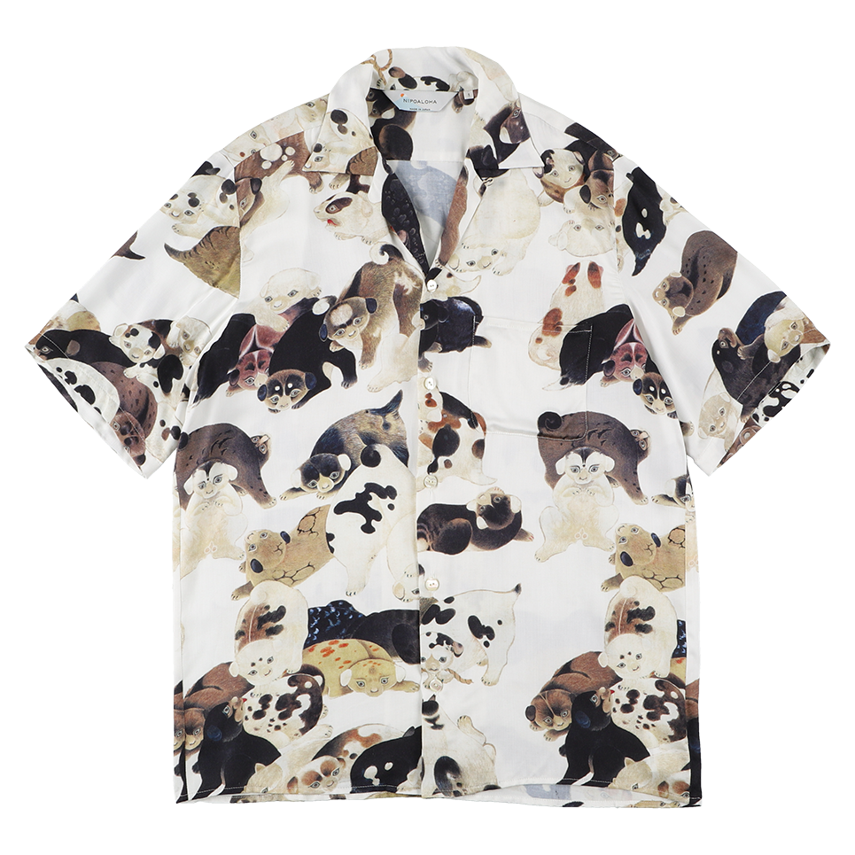 〈THE HUNDRED DOGS / JAKUCHU ITO / WHITE〉N21-RSH04 / Short Sleeve Shirt